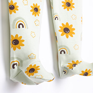 Çiçek Baskılı Yenidoğan  Kız Tshirt-Patikli Alt Kız Bebek