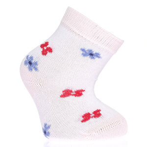 Çiçek Desenli 3'lü Soket Çorap 3lü Soket Çorap Kız Bebek