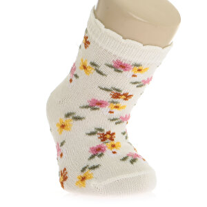 Albio Çiçek Desenli 4'lü Soket Çorap Kız Bebek