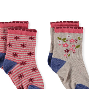 Çiçekli 3lü Soket Çorap