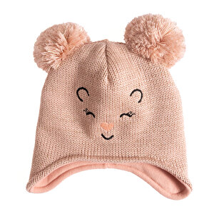 Çift Ponponlu Hayvan Figür Nakışlı Triko Bere Unisex