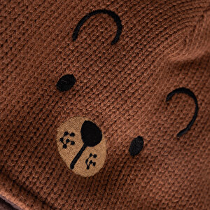 Çift Ponponlu Hayvan Figür Nakışlı Unisex Triko Bere Unisex