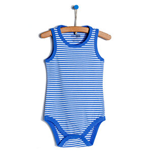 HelloBaby  Çizgili Atlet Bod, Mavi, 3 Ay