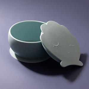 Clamsy Silikon Vakumlu Kapaklı Kase Bluish