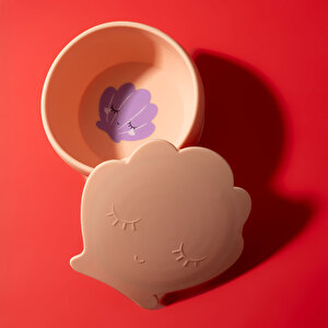 Clamsy Silikon Vakumlu Kapaklı Kase Pinky