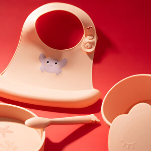 Clamsy Silikon Vakumlu Kapaklı Kase Pinky