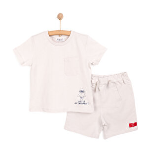 HelloBaby Cosmic Line Tshir, Ekru, 1 Yaş