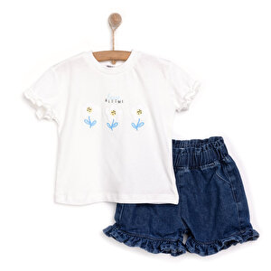 HelloBaby Daisy Kız Tshirt-Ş, Ekru, 9 Ay