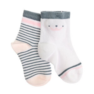 Desenli 2li Soket Çorap Kız Bebek