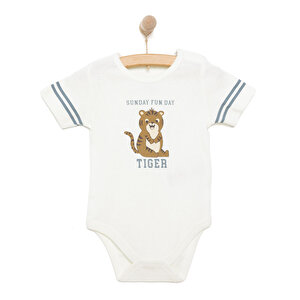HelloBaby Desenli Kısa Kol B, Ekru, 3 Ay
