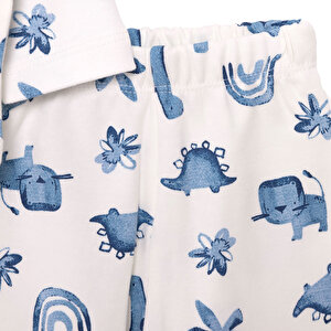 Dinazor Baskılı Yenidoğan Erkek Body-Patikli Alt-Şapka Erkek Bebek