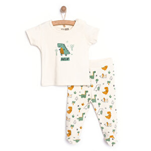 HelloBaby Dinazor Baskı, Ekru, Yenidoğan