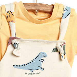Dino Party Şort Salopet-Tshirt Takım Erkek Bebek