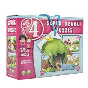 Dıy Toy Çiftlik Süper Renkli Puzzle 4 Adet Puzzle