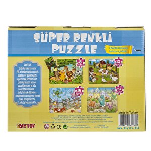 Dıy Toy Hayvanlar Süper Renkli Puzzle 4ü 1 Kutuda