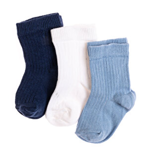 Düz Renkli Erkek 3lü Soket Çorap Erkek Bebek