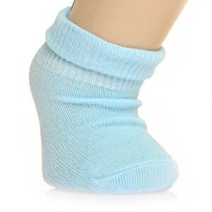 Düz Soft 6-12 Ay 3lü Kıvrık Çorap Erkek Bebek