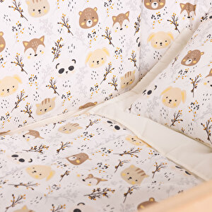 Ahşap Süper Oval Anne Yanı Asansörlü Beşik Naturel 70X140 cm