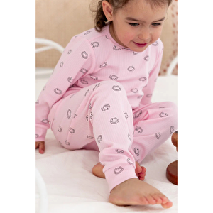 %100 Pamuk Desenli Kız Çocuk Pijama Takımı