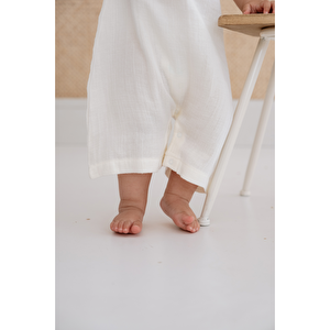 %100 Organik Pamuk Muslin Kumaş Kısa Paça Tulum