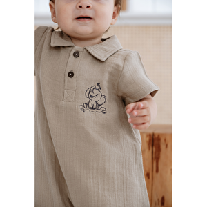 %100 Organik Pamuk Muslin Kumaş Kısa Paça Tulum