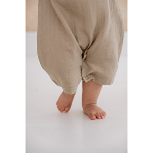 %100 Organik Pamuk Muslin Kumaş Kısa Paça Tulum