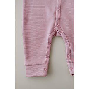 Uzun Kollu Nakış İşlemeli Waffle Kumaş Bebek Tulum