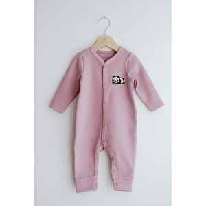 Uzun Kollu Nakış İşlemeli Waffle Kumaş Bebek Tulum