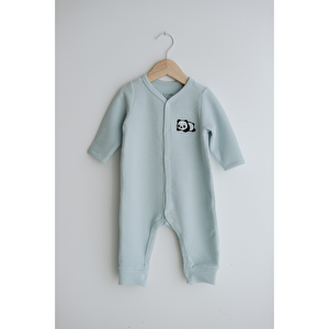 Uzun Kollu Nakış İşlemeli Waffle Kumaş Bebek Tulum