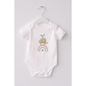 %100 Organik Pamuk 3lü Baskılı Kısa Kollu Bebek Body Fil %100 Organik Pamuk 3lü Baskılı Kısa Kollu Bebek Body Fil