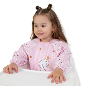 Sıvı Geçirmez Uzun Kollu Mama Ve Aktivite Önlüğü - Kuğu Desenli 
