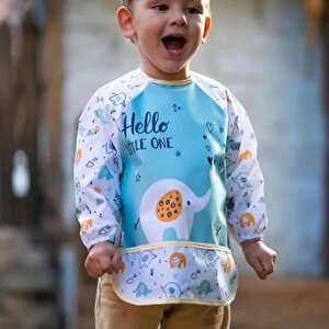 Sıvı Geçirmez Uzun Kollu Mama Ve Aktivite Önlüğü - Fil Desenli