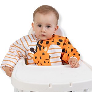 Sıvı Geçirmez Uzun Kollu Mama Ve Aktivite Önlüğü - Zürafa Desenli