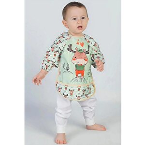 Sıvı Geçirmez Uzun Kollu Mama Ve Aktivite Önlüğü - Geyik Desenli