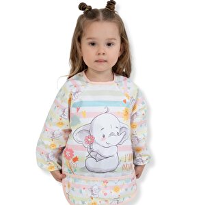 Sıvı Geçirmez Uzun Kollu Cepli Mama Ve Aktivite Önlüğü - Sevimli Fil 