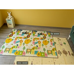 Katlanabilir Çift Taraflı Oyun Matı - Çantalı, Kaymaz, Su Geçirmez, Harf Yolu & Ağaç Desenli Katlanabilir Çift Taraflı Oyun Matı - Çantalı, Kaymaz, Su Geçirmez, Harf Yolu & Ağaç Desenli