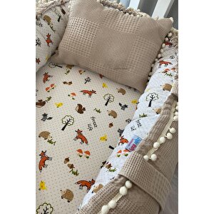 Babynest Organik Pamuk ve Müslin Kumaş Babynest Anne Yanı Bebek Yatağı, Tilki Tasarım