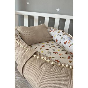 Babynest Organik Pamuk ve Müslin Kumaş Babynest Anne Yanı Bebek Yatağı, Tilki Tasarım