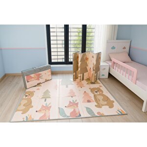 Katlanabilir Çift Taraflı Oyun Matı - Çantalı, Kaymaz, Su Geçirmez, Orman & Uçak Desenli Katlanabilir Çift Taraflı Oyun Matı - Çantalı, Kaymaz, Su Geçirmez, Orman & Uçak Desenli