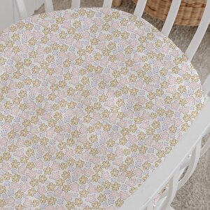 %100 Pamuklu Poplin Anne Yanı Beşik Nevresim Seti - Minik Çiçekler