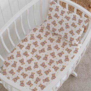 %100 Pamuklu Poplin Anne Yanı Beşik Nevresim Seti - Sevimli Kış Ayıları %100 Pamuklu Poplin Anne Yanı Beşik Nevresim Seti - Sevimli Kış Ayıları