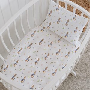 %100 Pamuklu Poplin Anne Yanı Beşik Nevresim Seti - Sevimli Tavşan