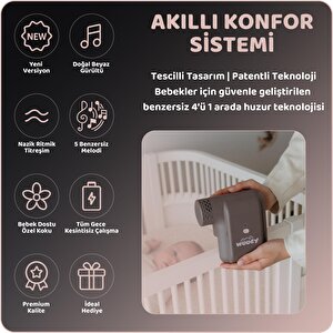Bebek Uyku Asistanı – Taşınabilir, Titreşimli, Melodili, Beyaz Gürültülü, Hava Filtreli Uyku Yardımcısı