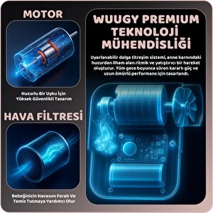 Bebek Uyku Asistanı – Taşınabilir, Titreşimli, Melodili, Beyaz Gürültülü, Hava Filtreli Uyku Yardımcısı