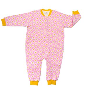 Kız Papatya Desen Uyku Tulumu Fermuarlı 1TOG Bisiklet Yaka Ribanalı Paça Uzun Kol