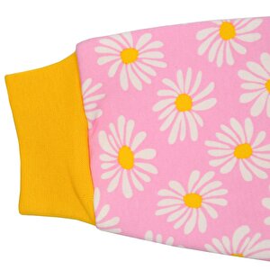 Kız Papatya Desen Uyku Tulumu Fermuarlı 1TOG Bisiklet Yaka Ribanalı Paça Uzun Kol