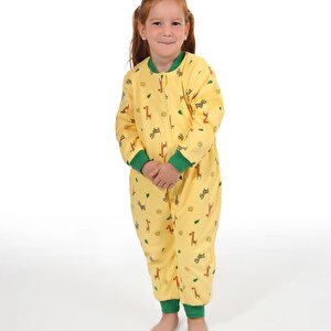 Zürafa Desen Uyku Tulumu Fermuarlı 1TOG Bisiklet Yaka Ribanalı Paça Uzun Kol Zürafa Desen Uyku Tulumu Fermuarlı 1TOG Bisiklet Yaka Ribanalı Paça Uzun Kol