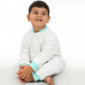 Unisex Yıldız Desen Uyku Tulumu Fermuarlı 1TOG Bisiklet Yaka Ribanalı Paça Uzun Kol