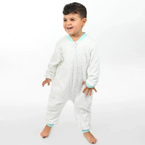 Unisex Yıldız Desen Uyku Tulumu Fermuarlı 1TOG Bisiklet Yaka Ribanalı Paça Uzun Kol