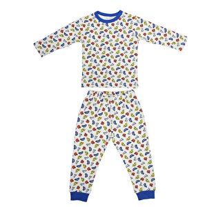 Erkek Araba Desen Çocuk Pijama Takımı Yaka Ribanalı Paça Uzun Kol Erkek Araba Desen Çocuk Pijama Takımı Yaka Ribanalı Paça Uzun Kol